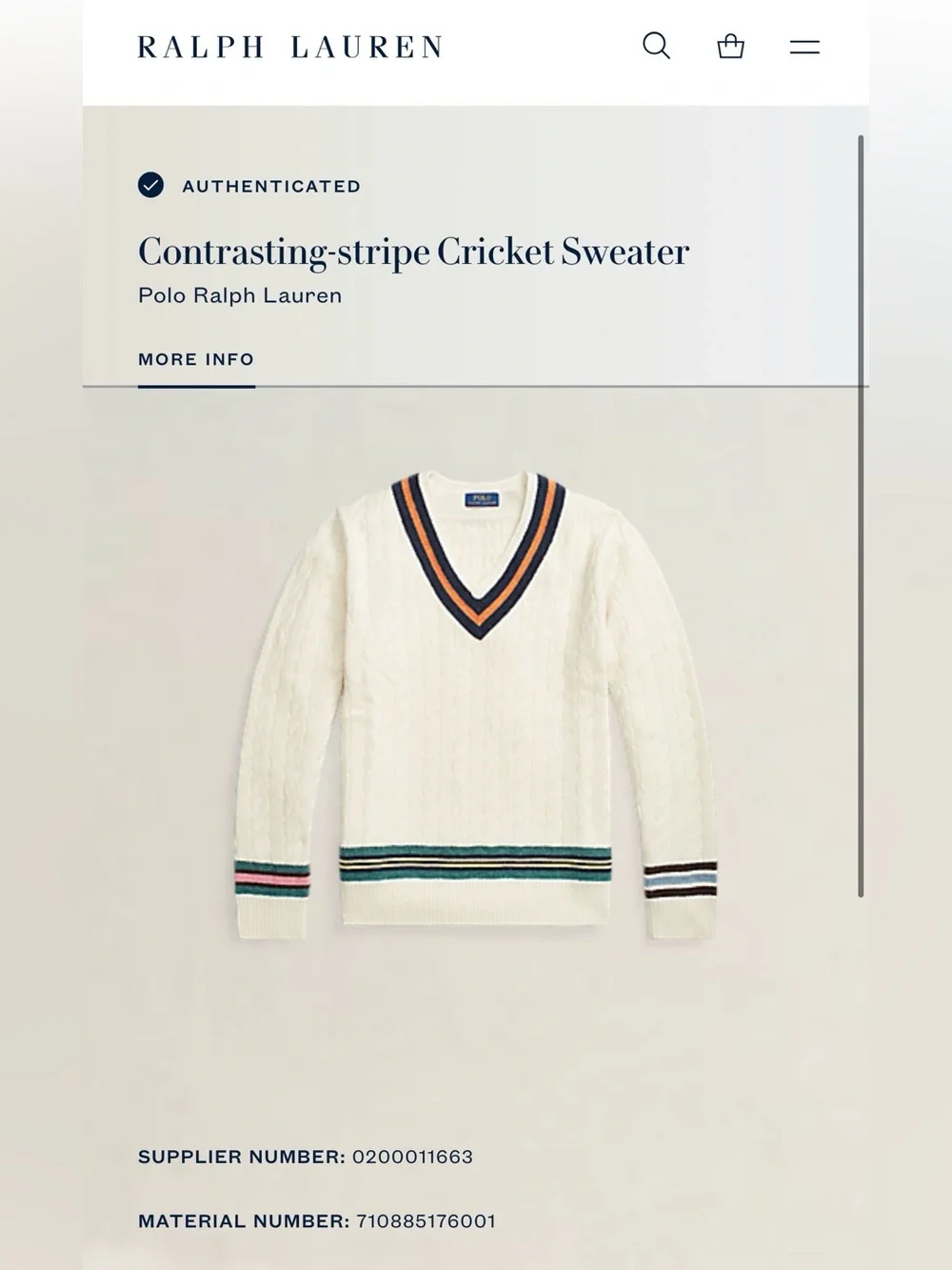 POLO Ralph Lauren XL Wool Cashmere Blend Cricket Cable Knit Sweater Orig $350